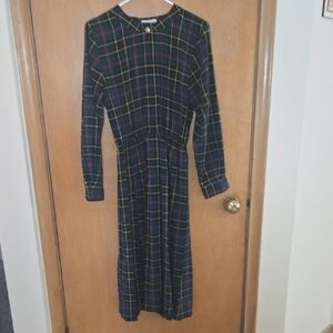 Vintage Long Sleeve Plaid Dress